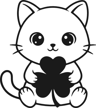Adorable Kitty Holding shamrock Free SVG File – St. Patrick's cat clipart