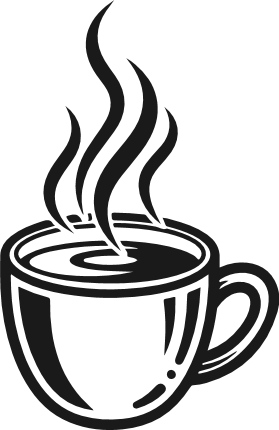 Steaming Coffee Cup Free SVG File – Cafe decor, coffee clipart image