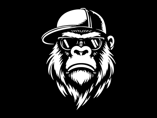 Cool Gorilla head wearing cap and sunglasses Free SVG File for Members – gorilla clipart