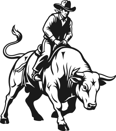 Cowboy Riding a Bull Free SVG File for Members – Western Rodeo Bucking Bull clipart