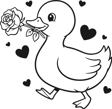 Cute Duck Holding a Rose Free SVG File – Romantic valentines duck clipart
