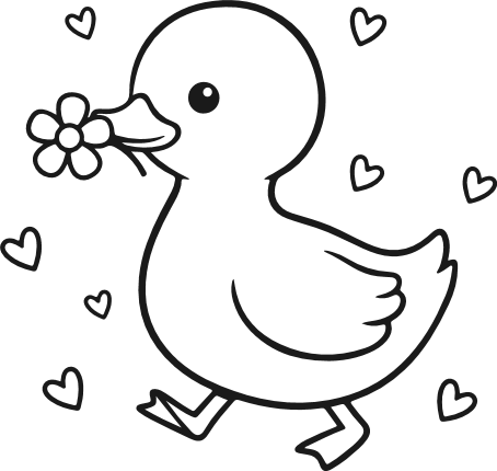 Pekin Duck Holding a flower Free SVG File – Romantic valentines duck clipart