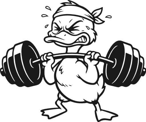 Exhausted Duck Lifting Weights Free SVG File for Members – duck gym mascot clipart