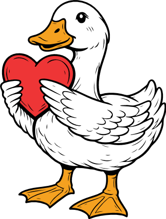 Pekin Duck Holding a Heart Free SVG File for Members – Valentine’s duck clipart