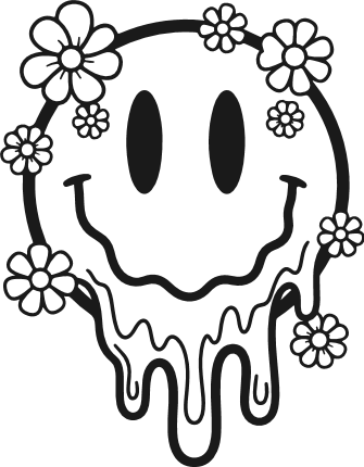 Dripping floral emoji Free SVG File – smiley face clipart image