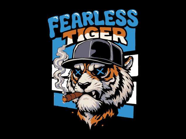 Fearless Tiger Free SVG File for Members – Fierce tiger smoking, tshirt design