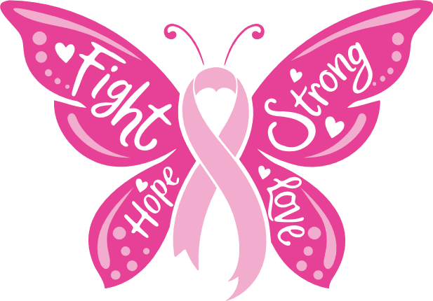 Ribbon Butterfly, Fight, Hope, Strong, Love Free SVG File for Members – Breast cancer awareness