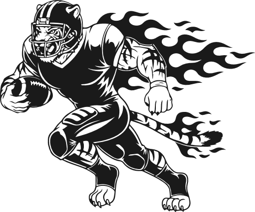 Flaming Football Player Lion Running Free SVG File – football lion mascot clipart