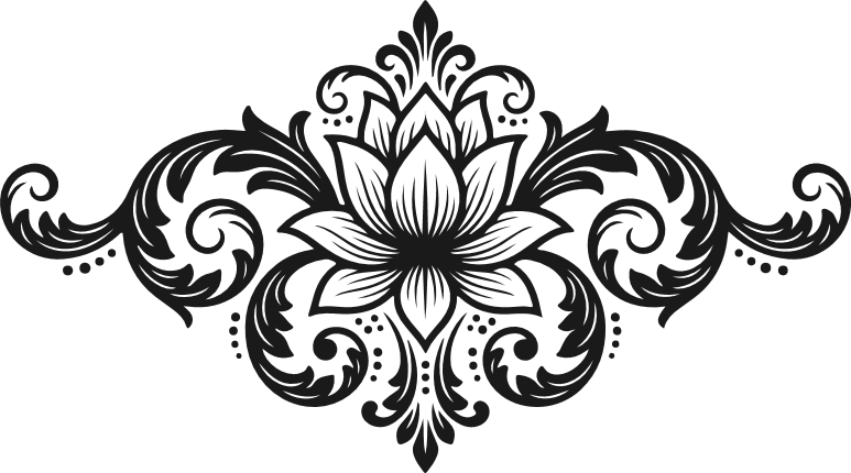 Ornate Lily Floral Scroll Free SVG File for Members – Decorative Vintage flourish clipart