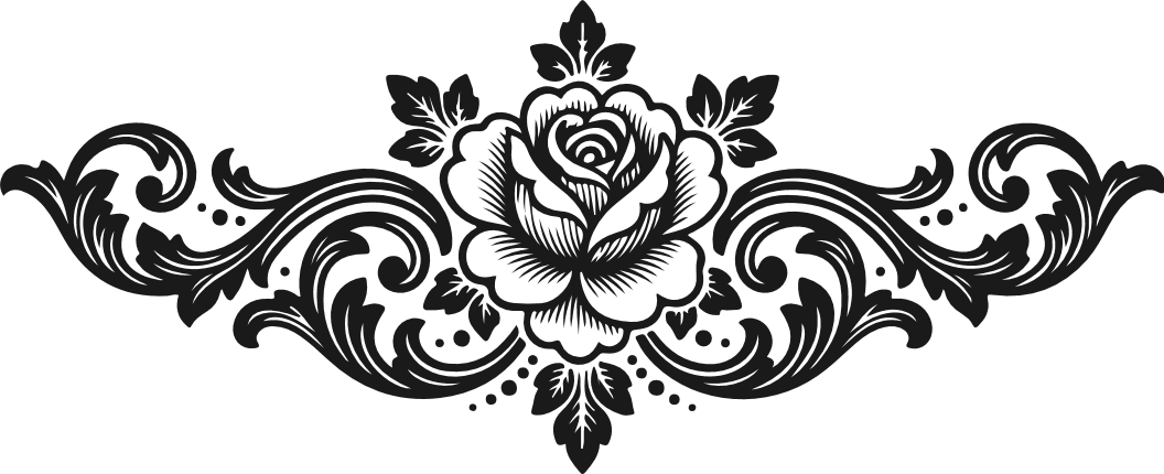 Ornate Rose Floral Scroll Free SVG File for Members – Decorative Vintage flourish clipart