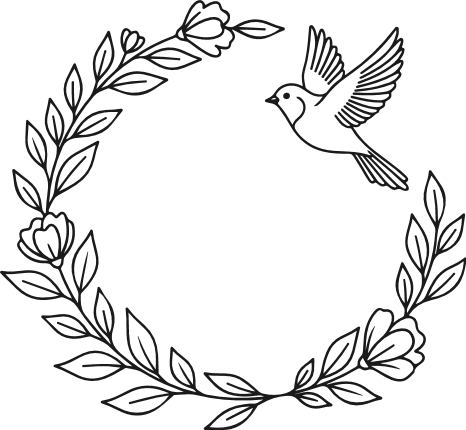 Floral Wreath and Hummingbird Free SVG File for Members – floral monogram frame clipart