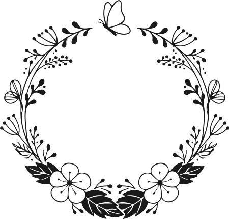 Butterfly Floral Circle Frame Free SVG File for Members - floral wreath clipart