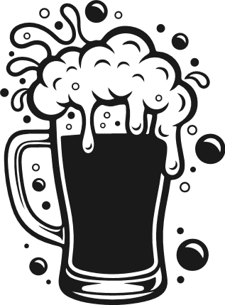 Frothy beer mug silhouette Free SVG file - alcohol drink, beer mug clipart