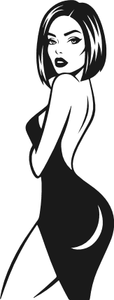 Sassy girl in fashionable dress, short hair Free SVG File for Members – Glamour Girl clipart