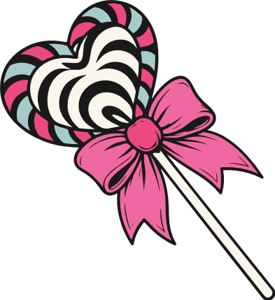 Heart Shaped Lollipop With Ribbon bow Free SVG File for Members – Valentine candy clipart