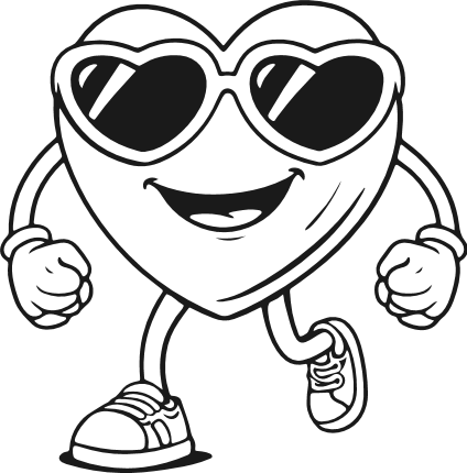 Heart Mascot with sunglasses Free SVG File – cute valentines heart character clipart