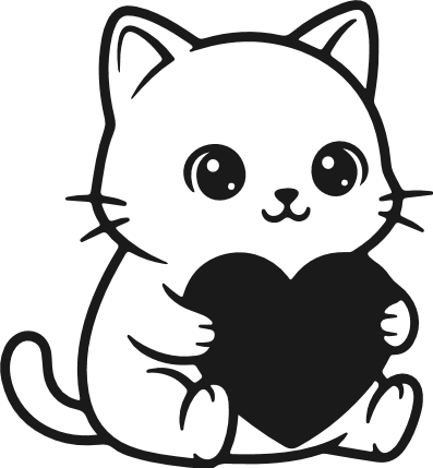 Cute Kitty Holding a Heart Free SVG File – Valentines cat clipart