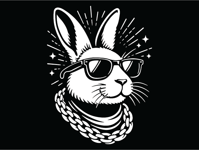 Cool Bunny wearing sunglasses and chunky chain necklace Free SVG File for Members – Hip Hop Bunny clipart