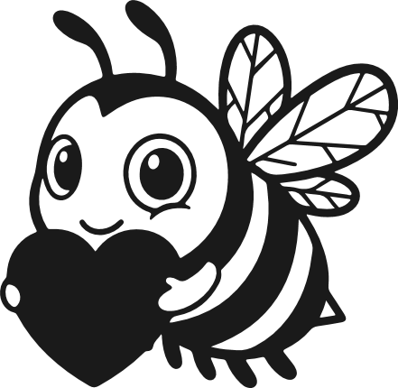 Cute Honeybee Holding a Heart Free SVG File for Members – Valentine’s bee clipart