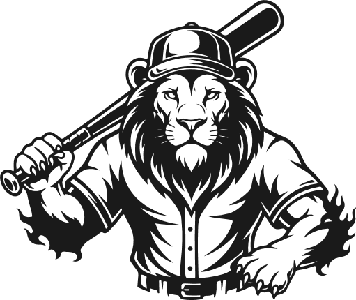 Cartoon character lion holding a baseball bat Free SVG File – Lion Baseball Mascot clipart