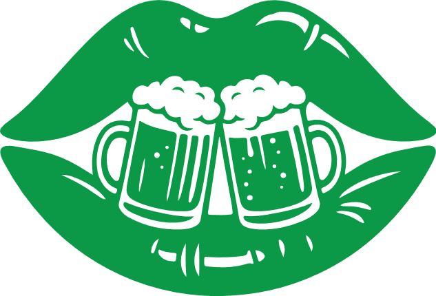 Green Lips and Beer Mugs Free SVG File for Members – Saint Patrick's day lips clipart