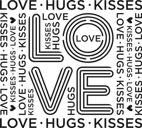 Love, Hugs, Kisses Free SVG File for Members – valentines day gift