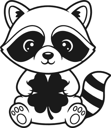 Cute Raccoon Holding a clover leaf Free SVG File – St. Patrick's day, Lucky raccoon clipart