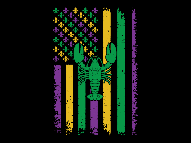 Crawfish and Mardi Gras Distressed Flag Free SVG File for Members – Fleur De Lis Flag clipart