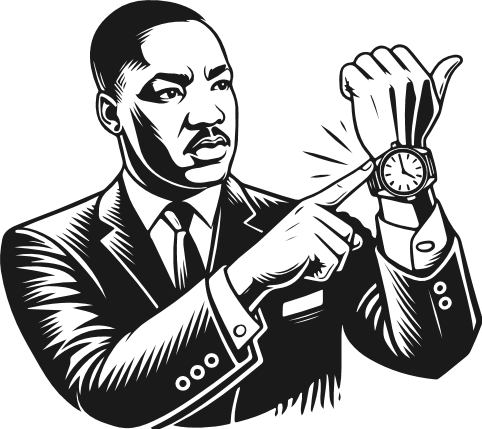 Martin Luther King Jr Pointing at wrist watch Free SVG File for Members – MLK portrait clipart