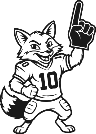 Cartoon fox wearing a sports jersey and foam finger Free SVG File – sports mascot clipart