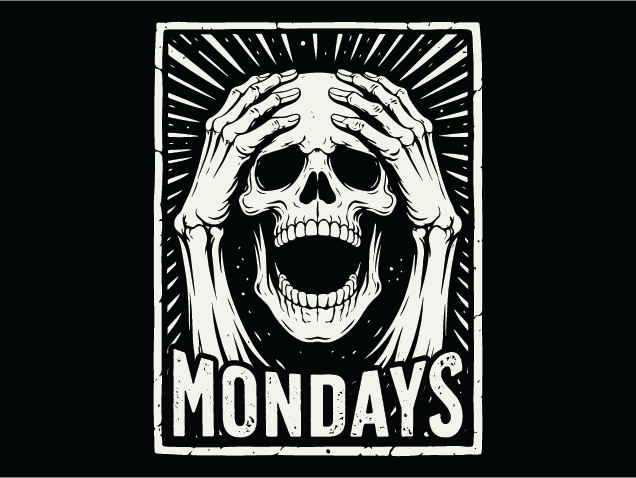 Mondays, skull holding its head in stress Free SVG File for Members – funny quote