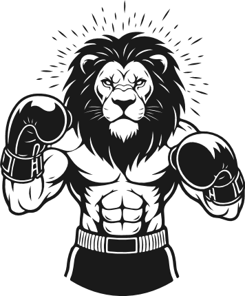 Muscular Lion with boxing gloves Free SVG File – Fierce lion mascot clipart