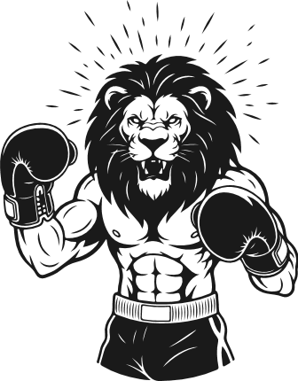 Muscular Boxing Lion mascot Free SVG File – Fierce lion with boxing gloves clipart