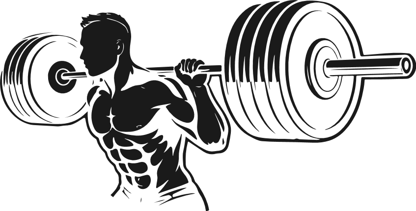 Muscular Man lifting barbell silhouette Free SVG File – Gym Weightlifting clipart