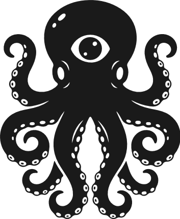 Octopus with curled tentacles silhouette Free SVG File for Members – sea animal octopus clipart