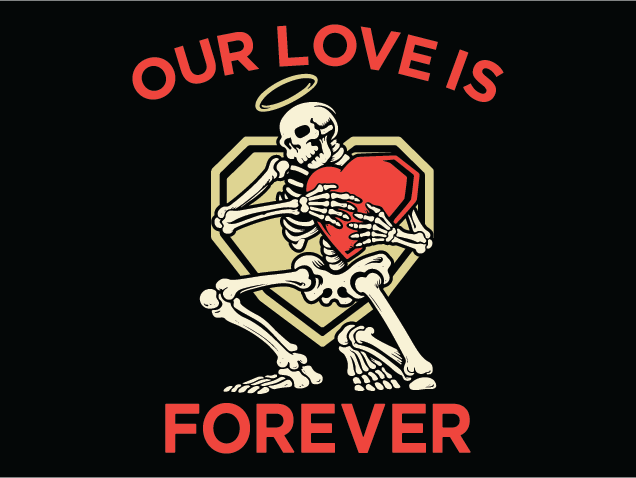 Our Love Is Forever Free SVG File – funny valentines skeleton design