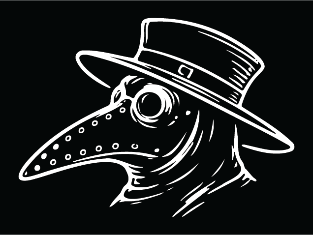 Plague Doctor head Free SVG File for Members – Cartoon character with long beak and hat clipart