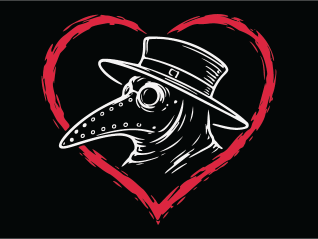 Plague Doctor head in Heart Free SVG File for Members – gothic love clipart