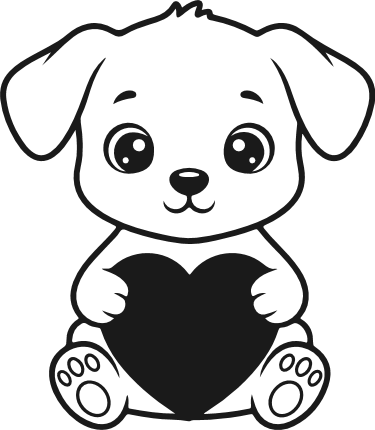 Cute Puppy Holding a Heart Free SVG File – Valentine puppy clipart