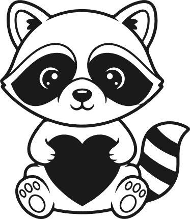 Cute Raccoon Holding a Heart Free SVG File – valentines raccoon clipart