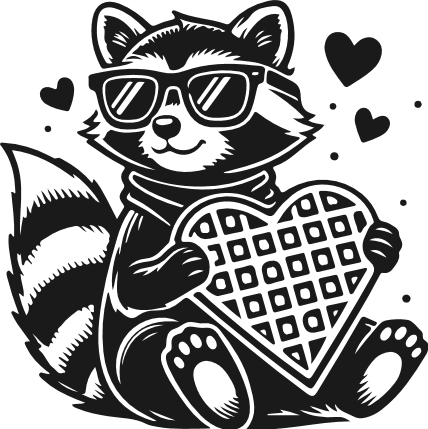 Raccoon holding heart shaped chocolates Free SVG File for Members – raccoon valentine clipart