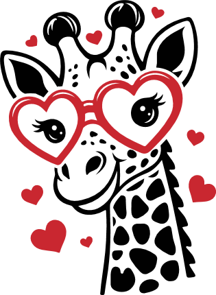 Giraffe with Heart Shaped Glasses Free SVG File for Members – Valentines giraffe clipart