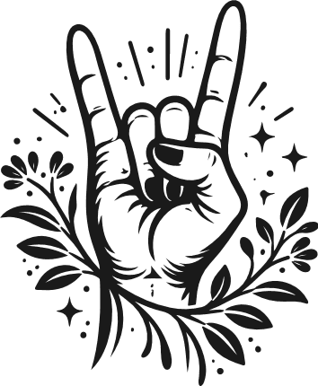 Rock on hand gesture and flowers Free SVG File – Floral Hand clipart