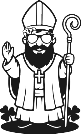 Saint Patrick Bishop character with staff Free SVG File – Irish saint mascot clipart