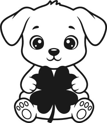 Cute Puppy Holding a clover leaf Free SVG File – St. Patrick's puppy clipart