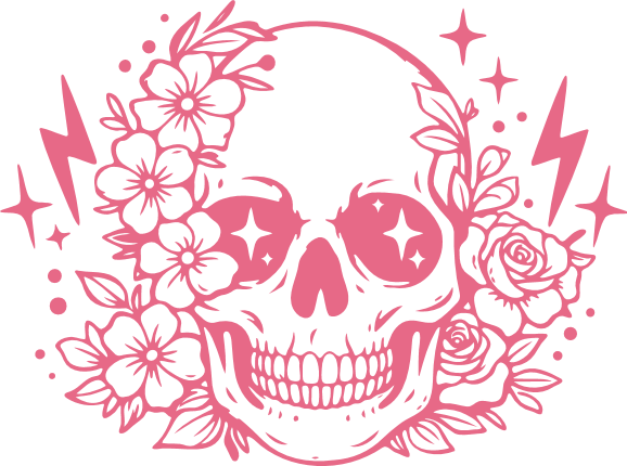 Skull With Flowers Free SVG File for Members – Spooky floral skull clipart