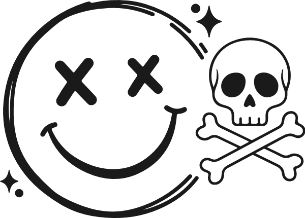 Emoji With Skull and Crossbones Free SVG File for Members – edgy smiley face clipart