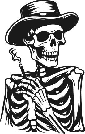 Cowboy Hat Skeleton Smoking Free SVG File for Members – western skeleton clipart