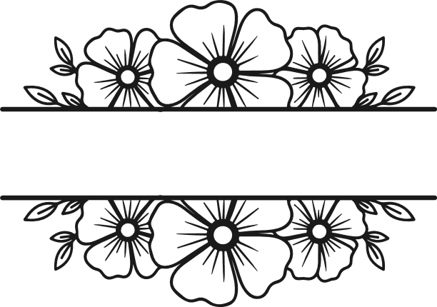 Flower Split Text Frame Free SVG File – floral monogram frame