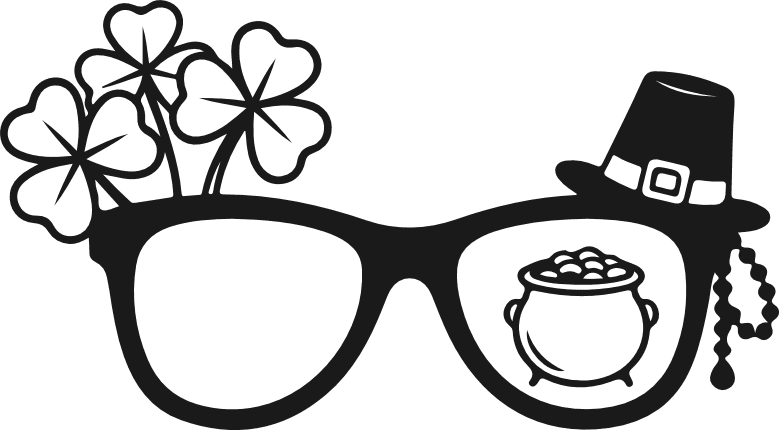Shamrock glasses with leprechaun hat, and pot of gold Free SVG File for Members – St Patrick's glasses clipart